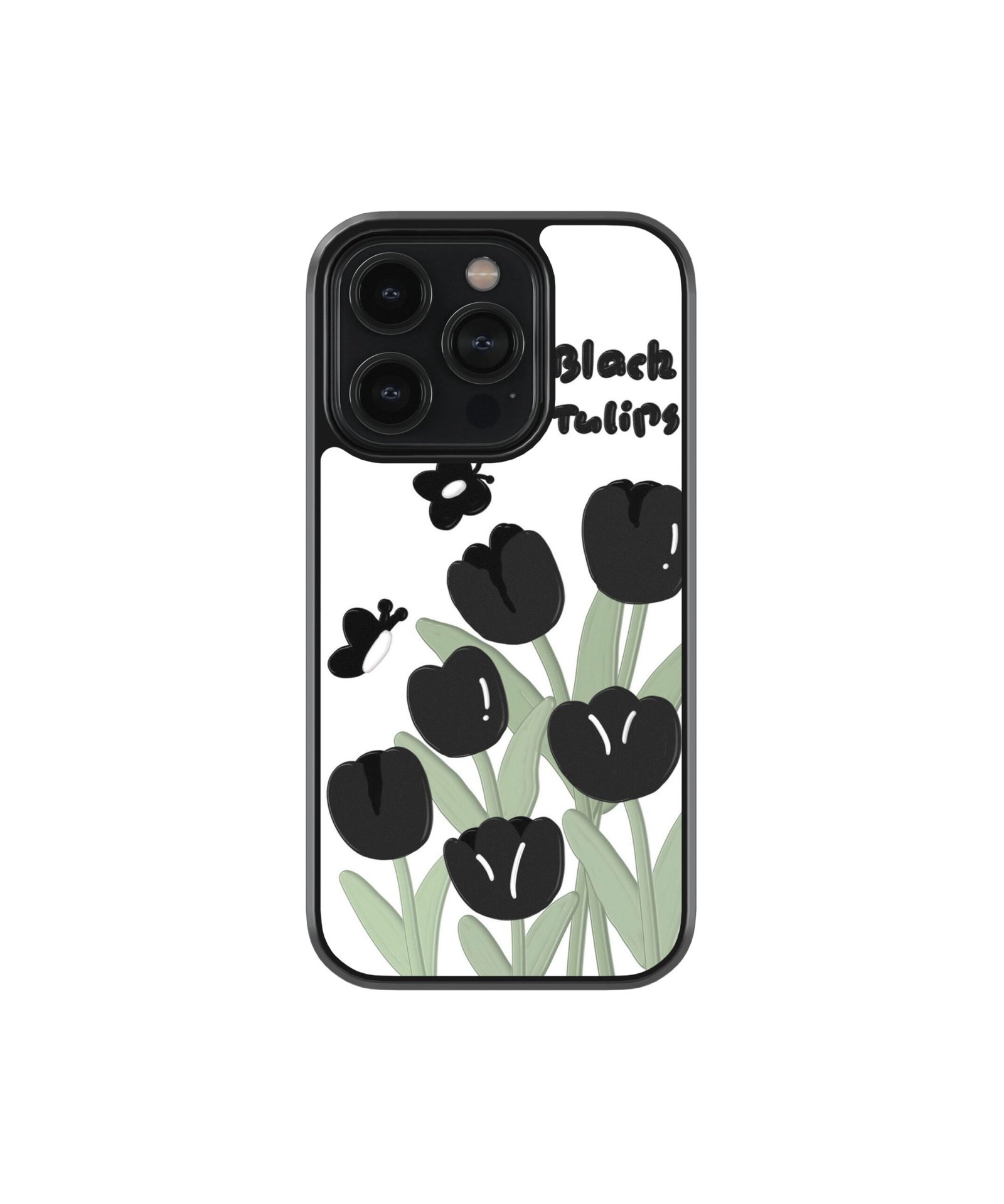 Black Tulips Premium Glass Phone Case