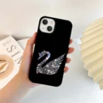 Glitter Swan Luxury Black Phone Cover - Image 2