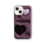 Purple 3D Heart Aesthetic Phone Cover