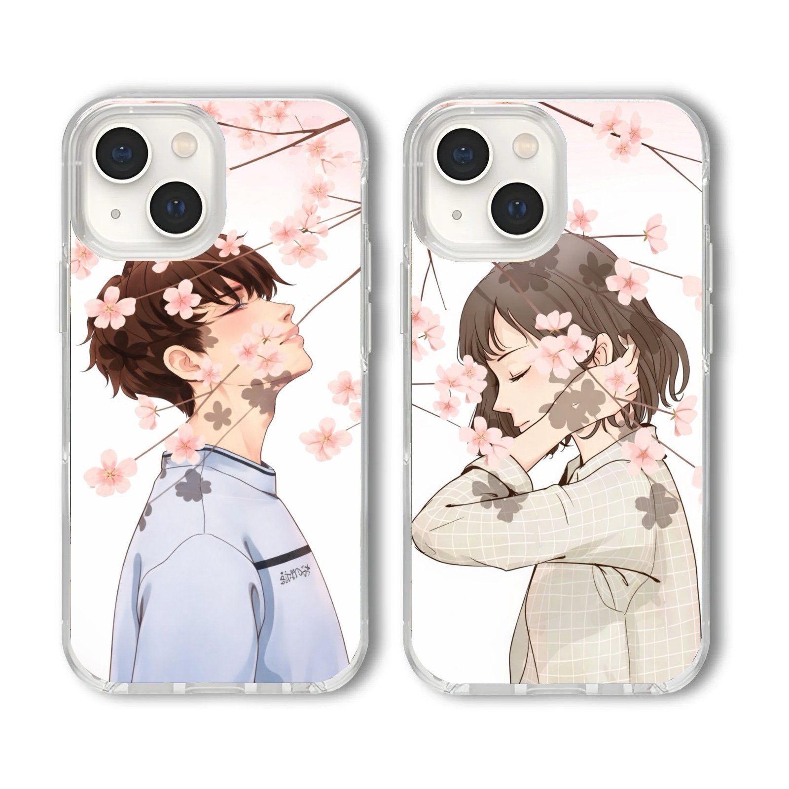 IMG_2013 Pink Blooming Flower Couple Glass Case - Image 1