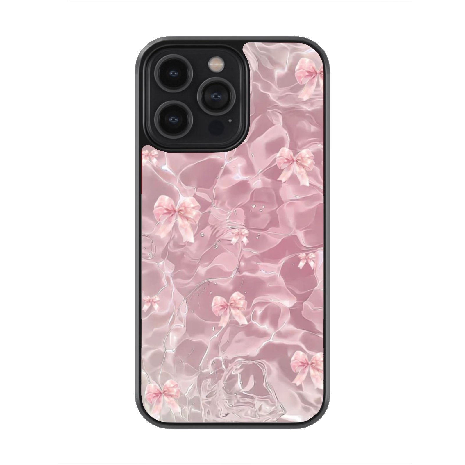 IMG_2199 Blush Silk Bows Premium Glass Phone Case - Image 1