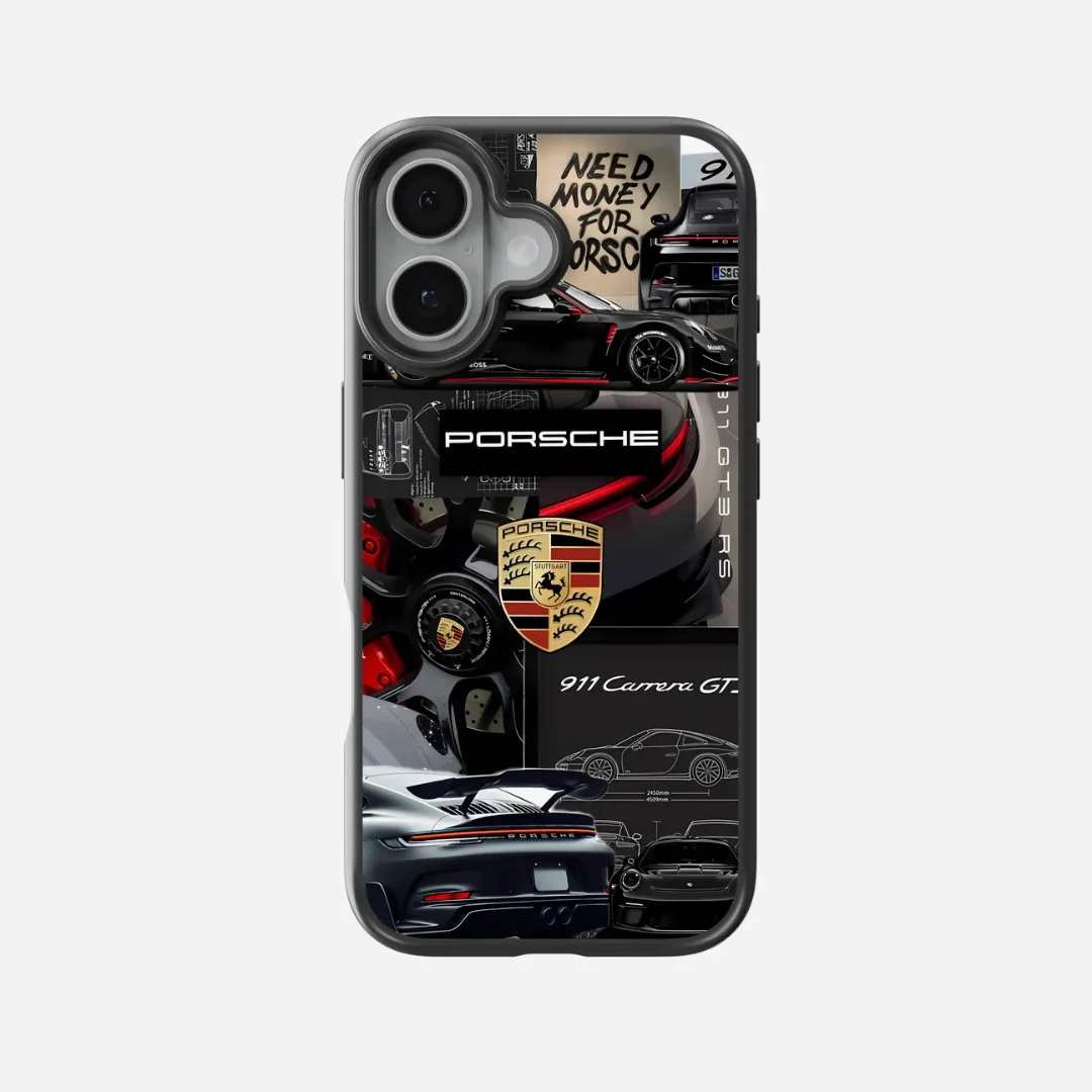 Porsche-Dark-Collage-Glass-Case Porsche Dark Collage Glass Case - Image 1