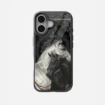 Two Horses Black Carpet Glass Case